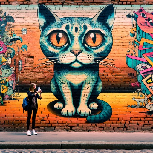 Кот на кирпичной стене